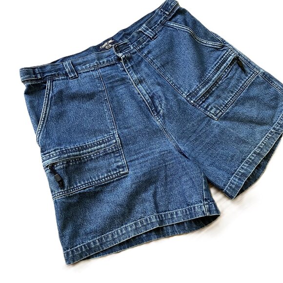 Cherokee Cargo Utility Jean Shorts Blue Denim Vintage Y2K - Picture 2 of 5